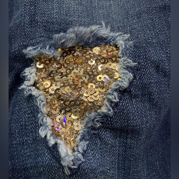 True Religion Curvy Skinny Jennie Curvy Gold Sequin Style: 201097 Size: W24 - Picture 9 of 9